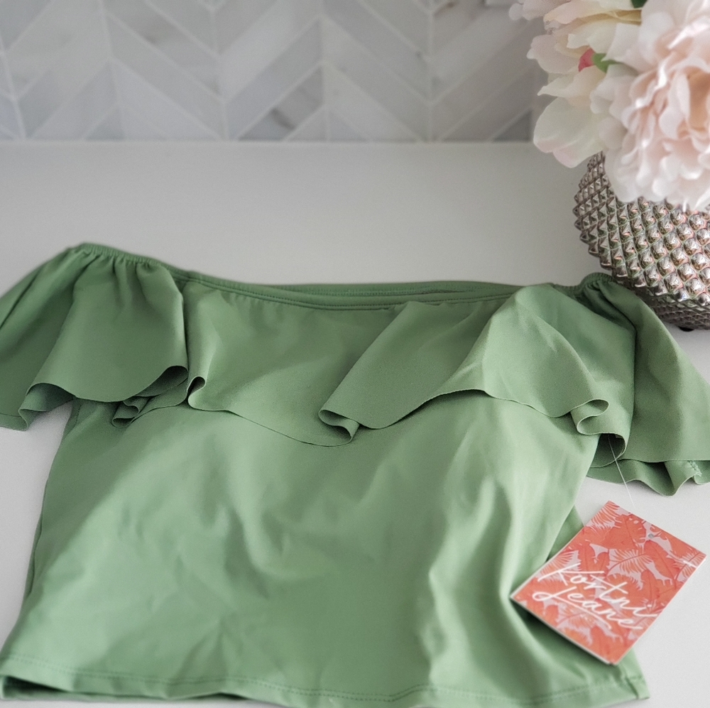 Seagrass Ruffled Around Swim Top